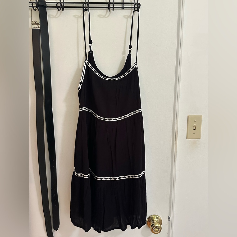 Mustard Seed Black and White Tiered Maxi Sundress